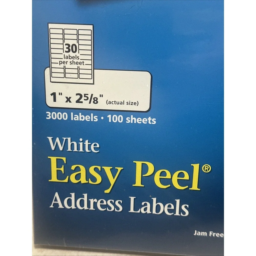 Avery Easy Peel Mailing Address Labels Laser 1‎ x 2 5/8 White 3000/Box 5160
